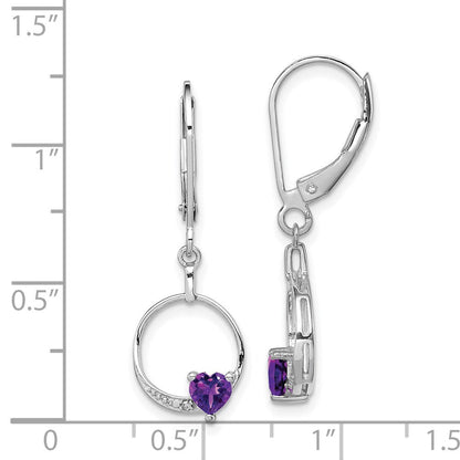 Sterlingsilber Rhodiniert Amethyst und Diamant Ohrringe