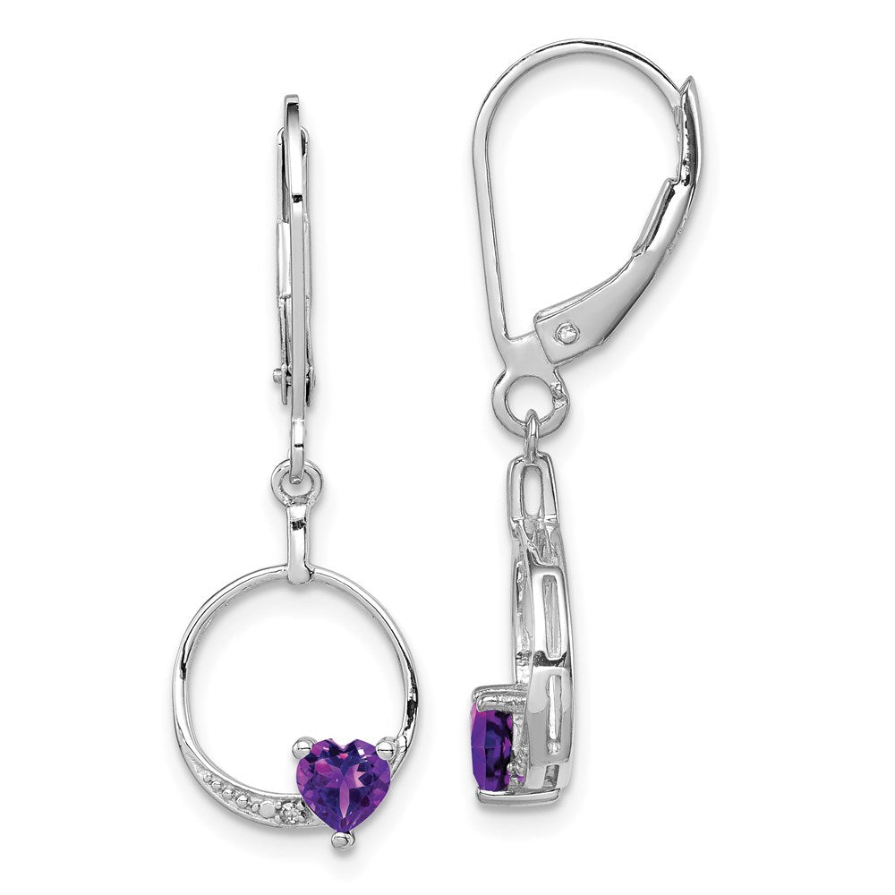 Sterlingsilber Rhodiniert Amethyst und Diamant Ohrringe