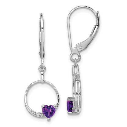 Sterlingsilber Rhodiniert Amethyst und Diamant Ohrringe