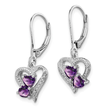 Sterlingsilber Rhodiniert Amethyst und Diamant Ohrringe