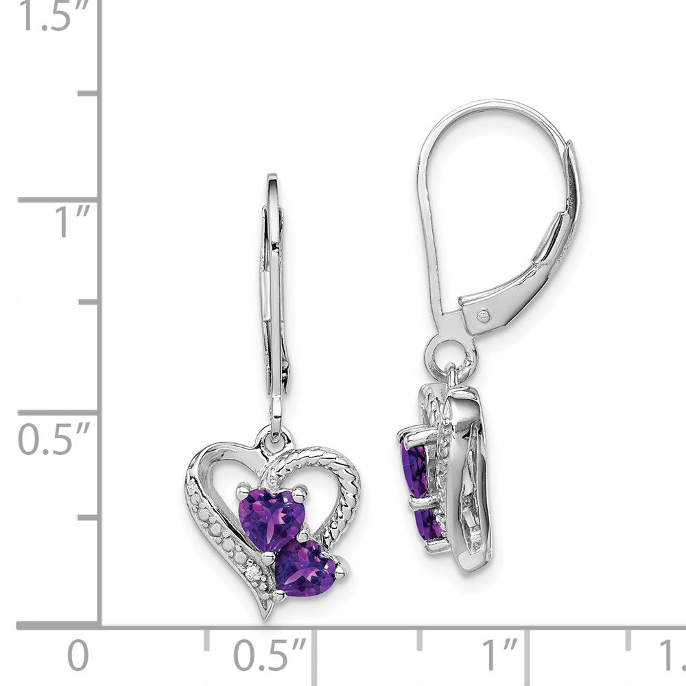Sterlingsilber Rhodiniert Amethyst und Diamant Ohrringe