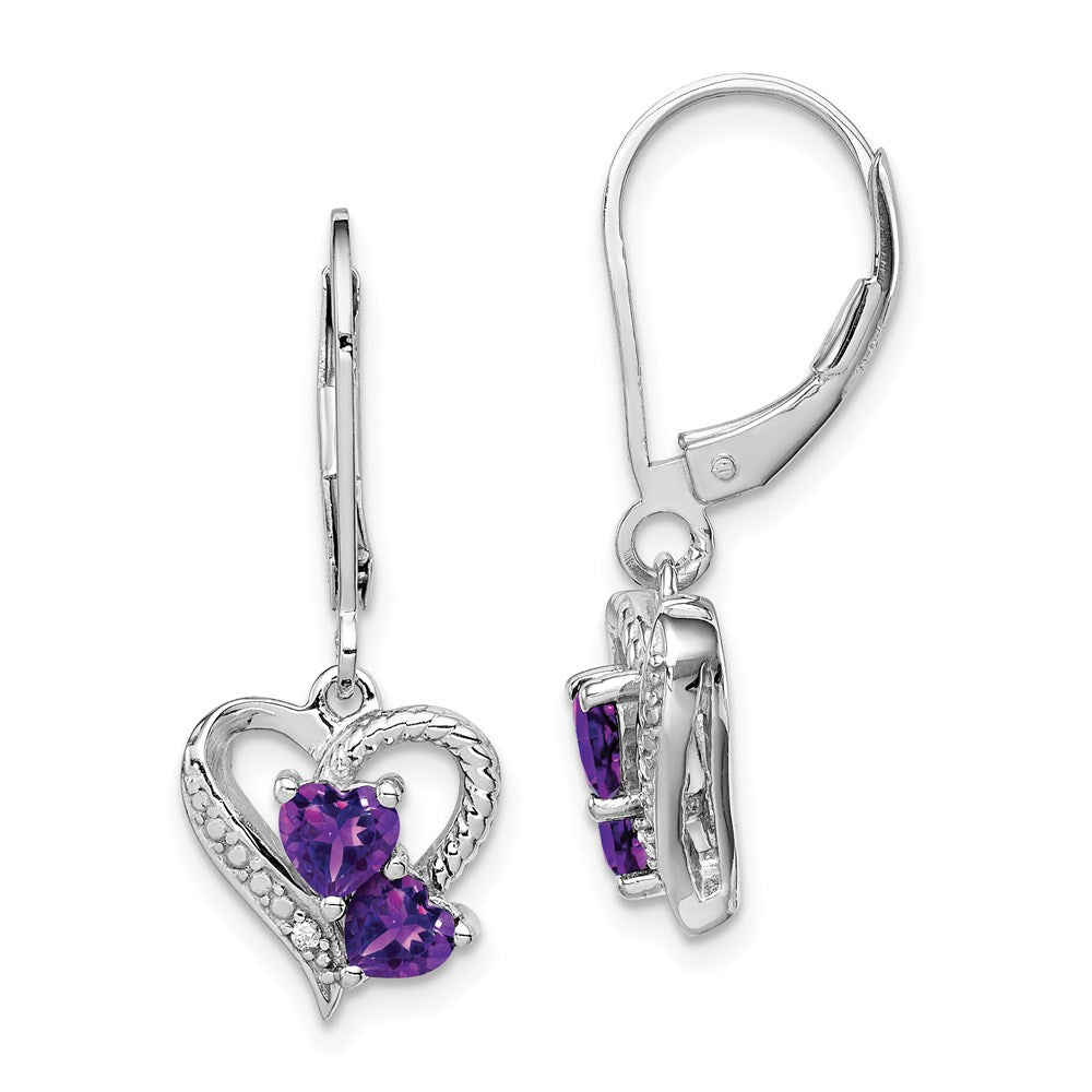 Sterlingsilber Rhodiniert Amethyst und Diamant Ohrringe