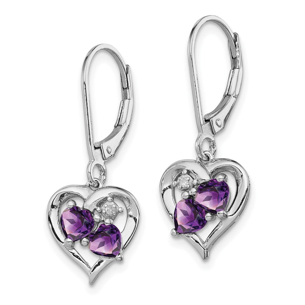 Sterlingsilber Rhodiniert Amethyst und Diamant Ohrringe