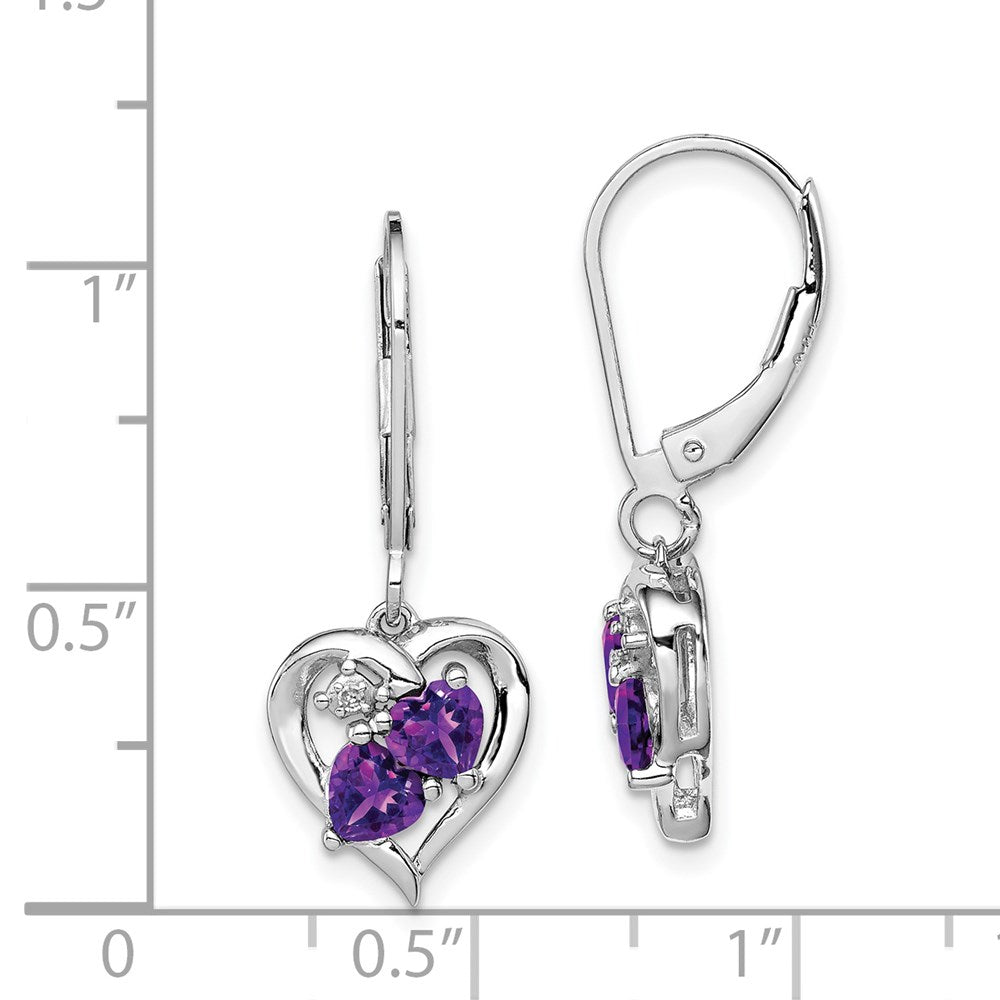 Sterlingsilber Rhodiniert Amethyst und Diamant Ohrringe
