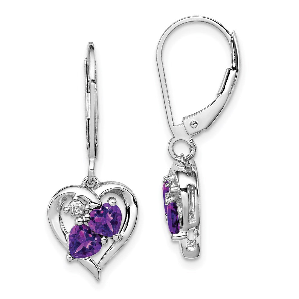 Sterlingsilber Rhodiniert Amethyst und Diamant Ohrringe