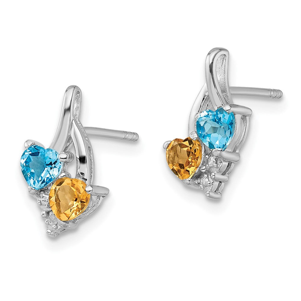 Sterlingsilber Rhodiniert Blautopas und Citrin Diamant Ohrringe