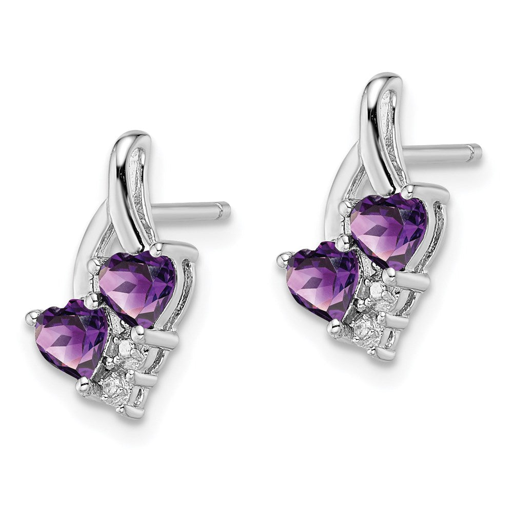Sterlingsilber Rhodiniert Amethyst und Diamant Ohrringe