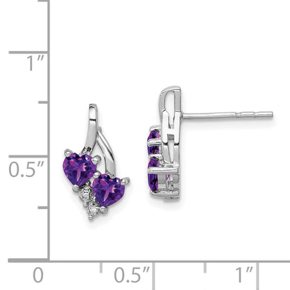 Sterlingsilber Rhodiniert Amethyst und Diamant Ohrringe