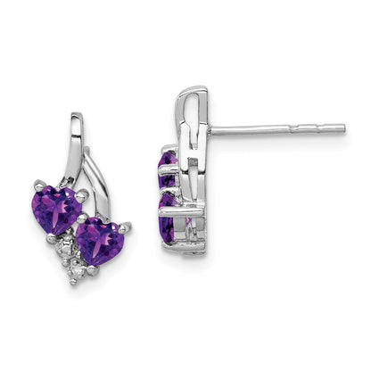 Sterlingsilber Rhodiniert Amethyst und Diamant Ohrringe