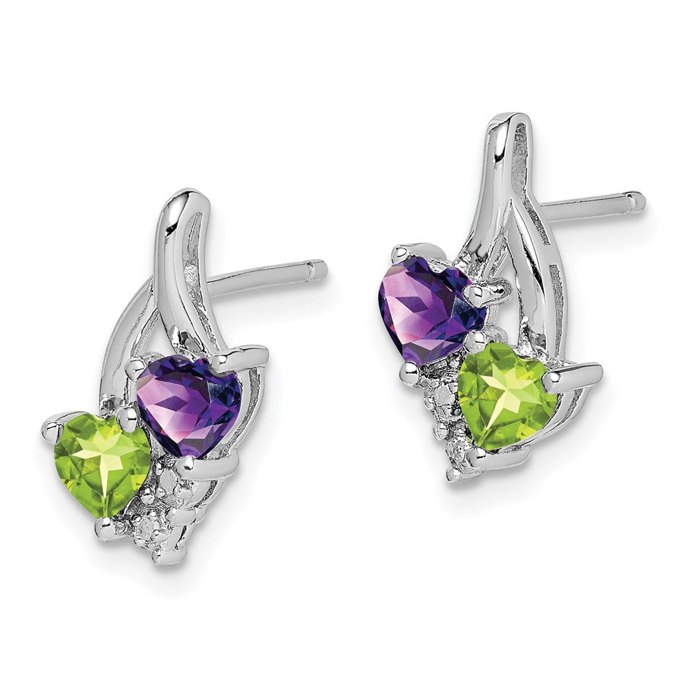 Sterlingsilber Rhodiniert Amethyst Peridot Diamant Ohrringe