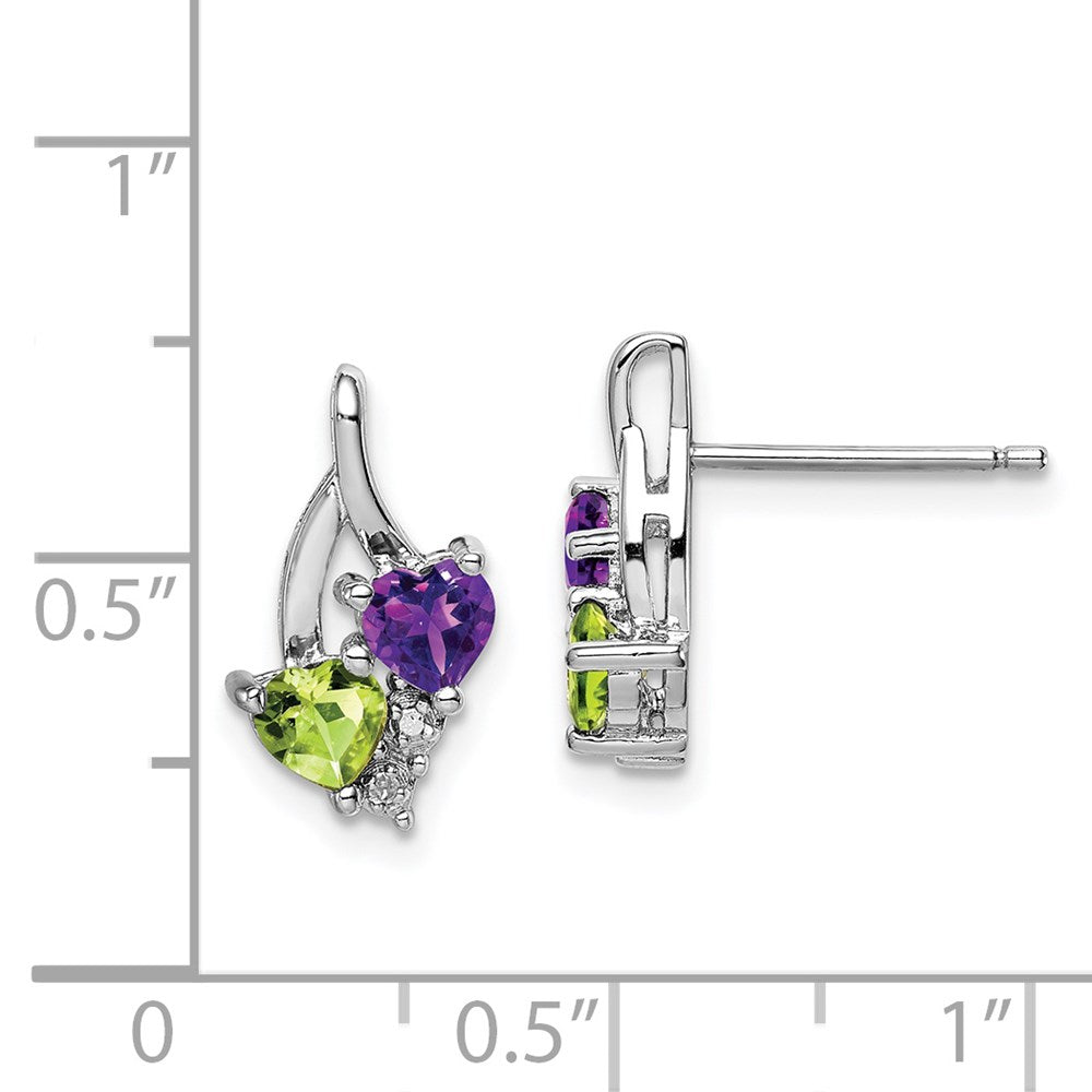 Sterlingsilber Rhodiniert Amethyst Peridot Diamant Ohrringe