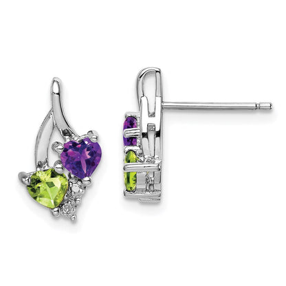Sterlingsilber Rhodiniert Amethyst Peridot Diamant Ohrringe