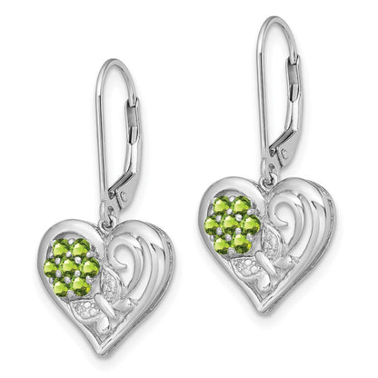 Sterlingsilber Rhodiniert Peridot Diamant Ohrringe