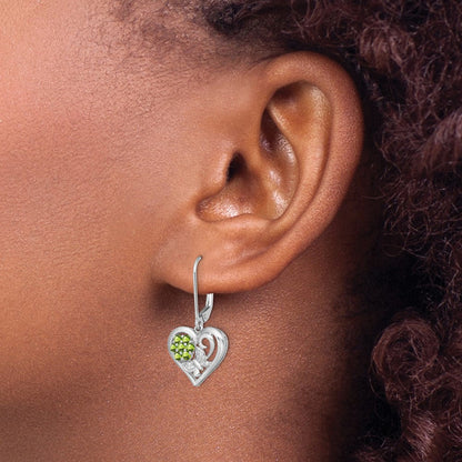Sterlingsilber Rhodiniert Peridot Diamant Ohrringe