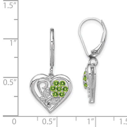 Sterlingsilber Rhodiniert Peridot Diamant Ohrringe