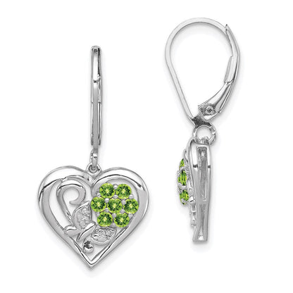 Sterlingsilber Rhodiniert Peridot Diamant Ohrringe