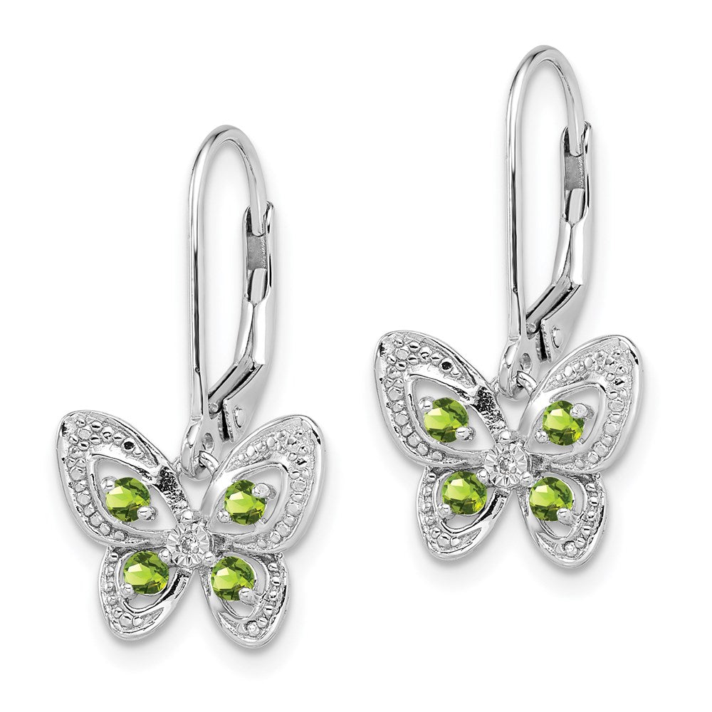 Sterlingsilber Rhodiniert Peridot und Diamant Ohrringe