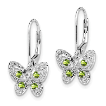 Sterlingsilber Rhodiniert Peridot und Diamant Ohrringe