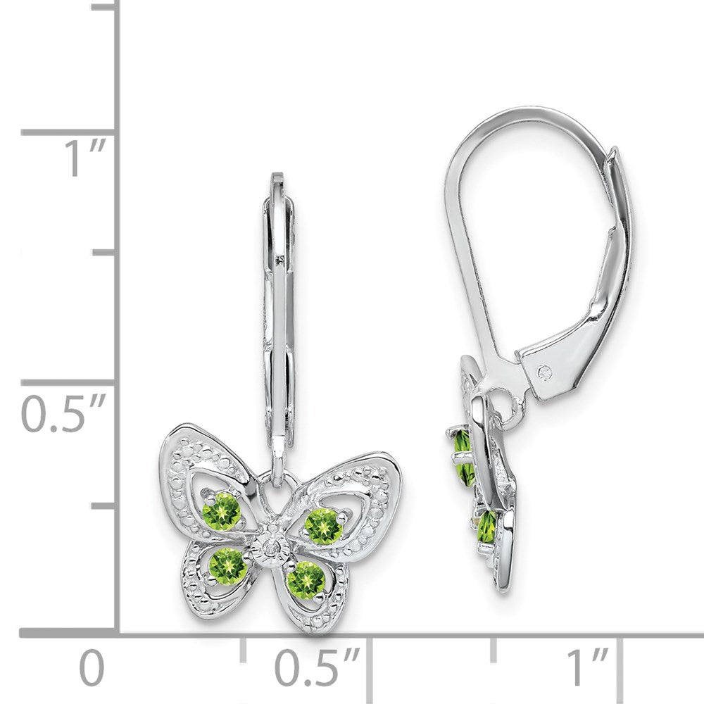 Sterlingsilber Rhodiniert Peridot und Diamant Ohrringe