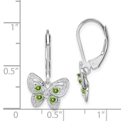 Sterlingsilber Rhodiniert Peridot und Diamant Ohrringe