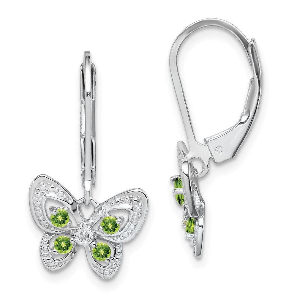 Sterlingsilber Rhodiniert Peridot und Diamant Ohrringe