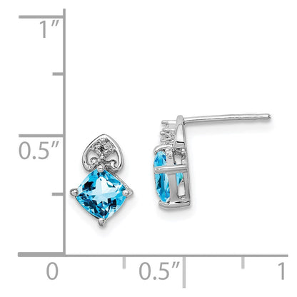Sterlingsilber Rhodiniert Diamant und Blautopas Ohrstecker