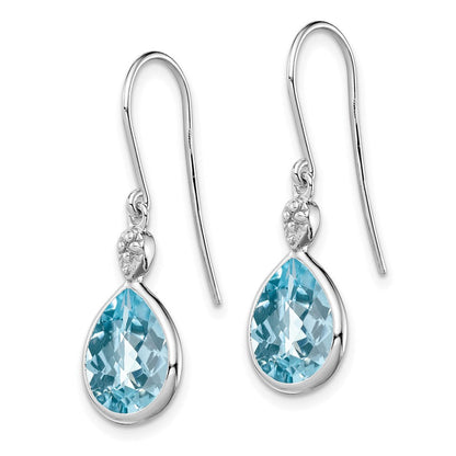 Sterlingsilber Rhodiniert Diamant und Blautopas Ohrringe