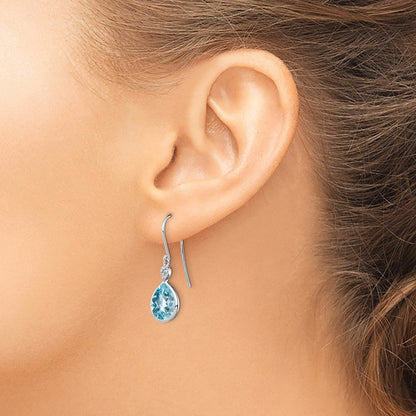 Sterlingsilber Rhodiniert Diamant und Blautopas Ohrringe