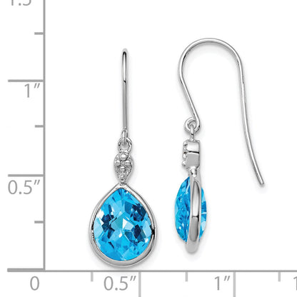 Sterlingsilber Rhodiniert Diamant und Blautopas Ohrringe