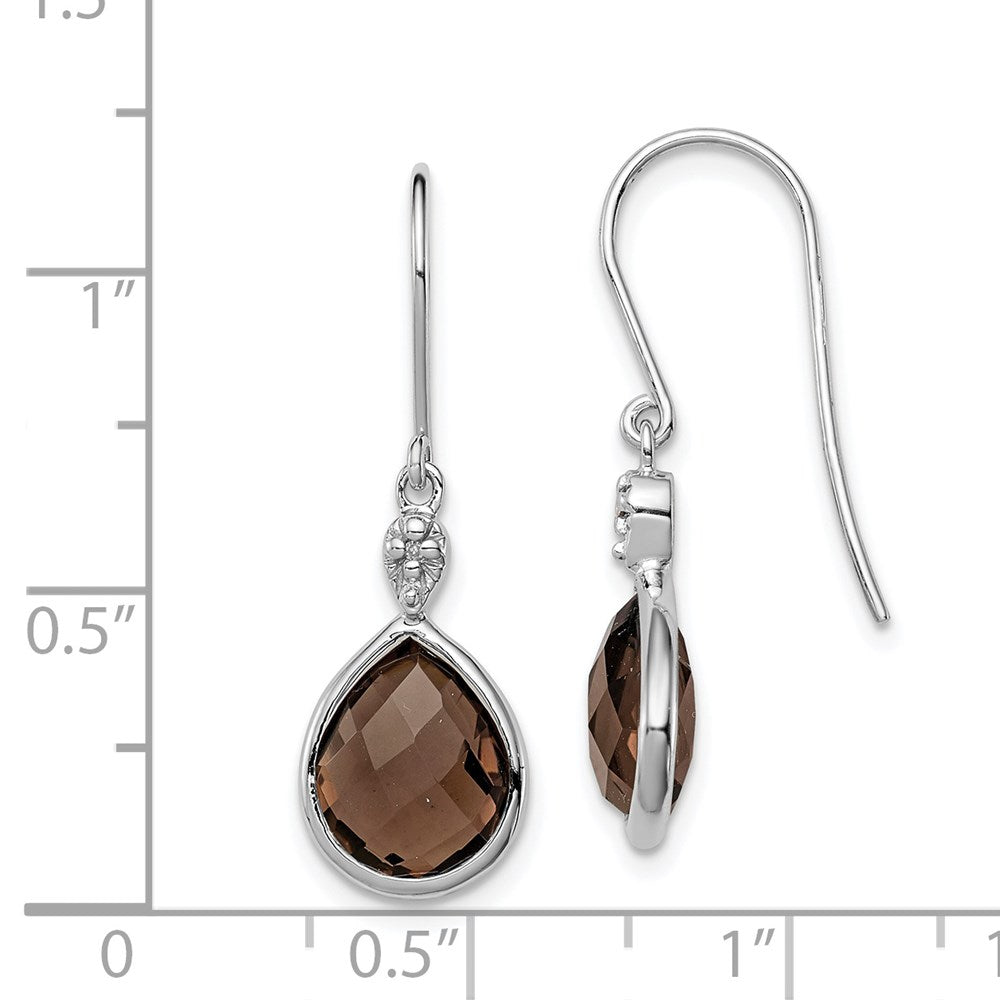 Sterlingsilber Rhodiniert Diamant und Rauch Quarz Ohrhänger