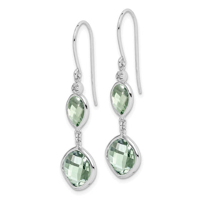 Sterlingsilber Rhodiniert Diamant und Grün Quarz Ohrringe