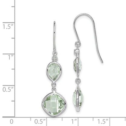 Sterlingsilber Rhodiniert Diamant und Grün Quarz Ohrringe