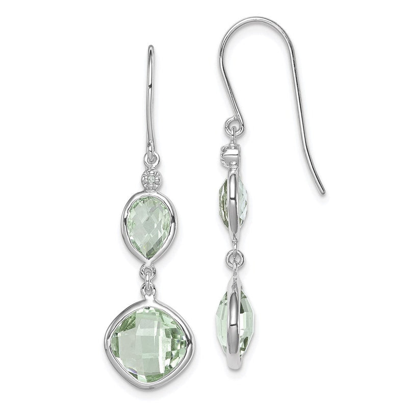 Sterlingsilber Rhodiniert Diamant und Grün Quarz Ohrringe