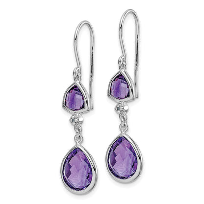 Sterlingsilber Rhodiniert Diamant und Amethyst Ohrhänger