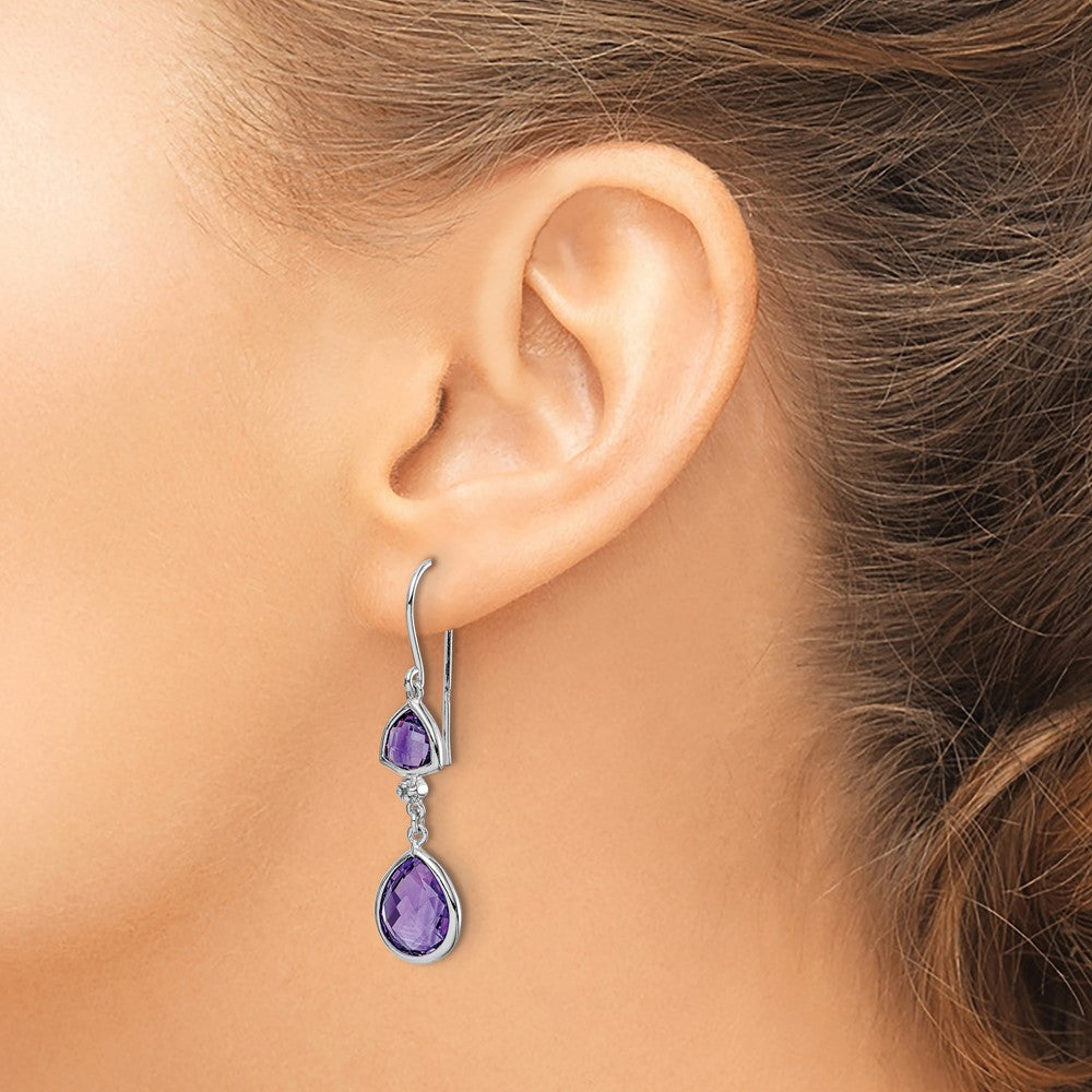 Sterlingsilber Rhodiniert Diamant und Amethyst Ohrhänger