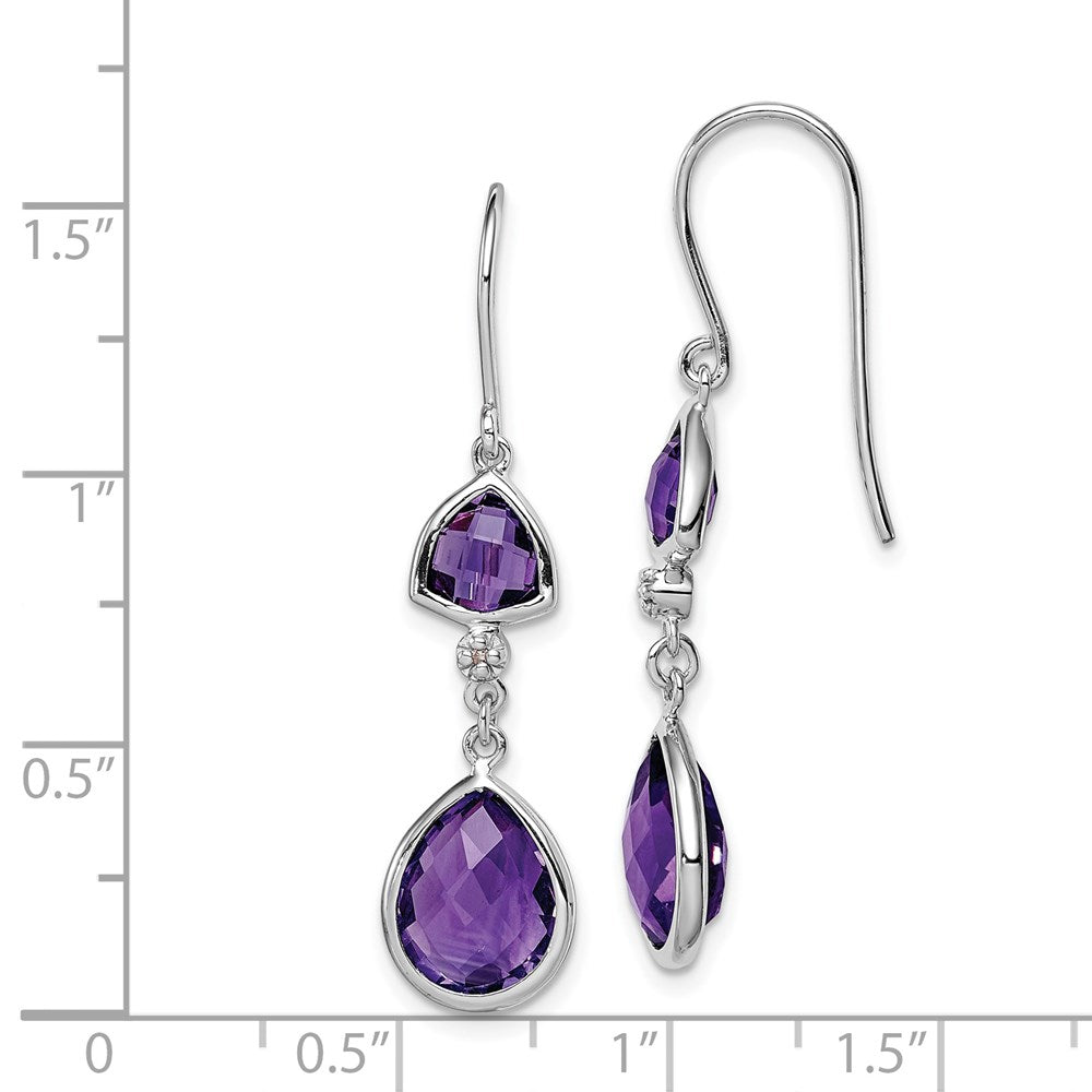 Sterlingsilber Rhodiniert Diamant und Amethyst Ohrhänger
