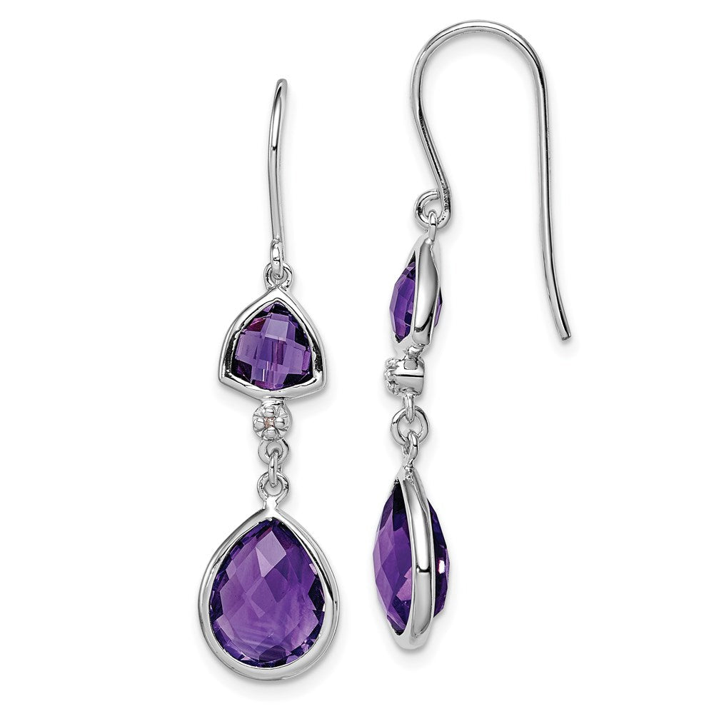 Sterlingsilber Rhodiniert Diamant und Amethyst Ohrhänger