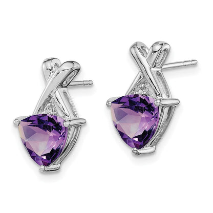 Sterlingsilber Rhodiniert Amethyst und Weiß Topas Ohrstecker