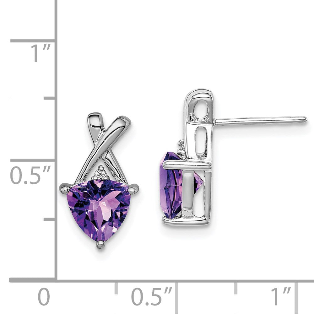 Sterlingsilber Rhodiniert Amethyst und Weiß Topas Ohrstecker