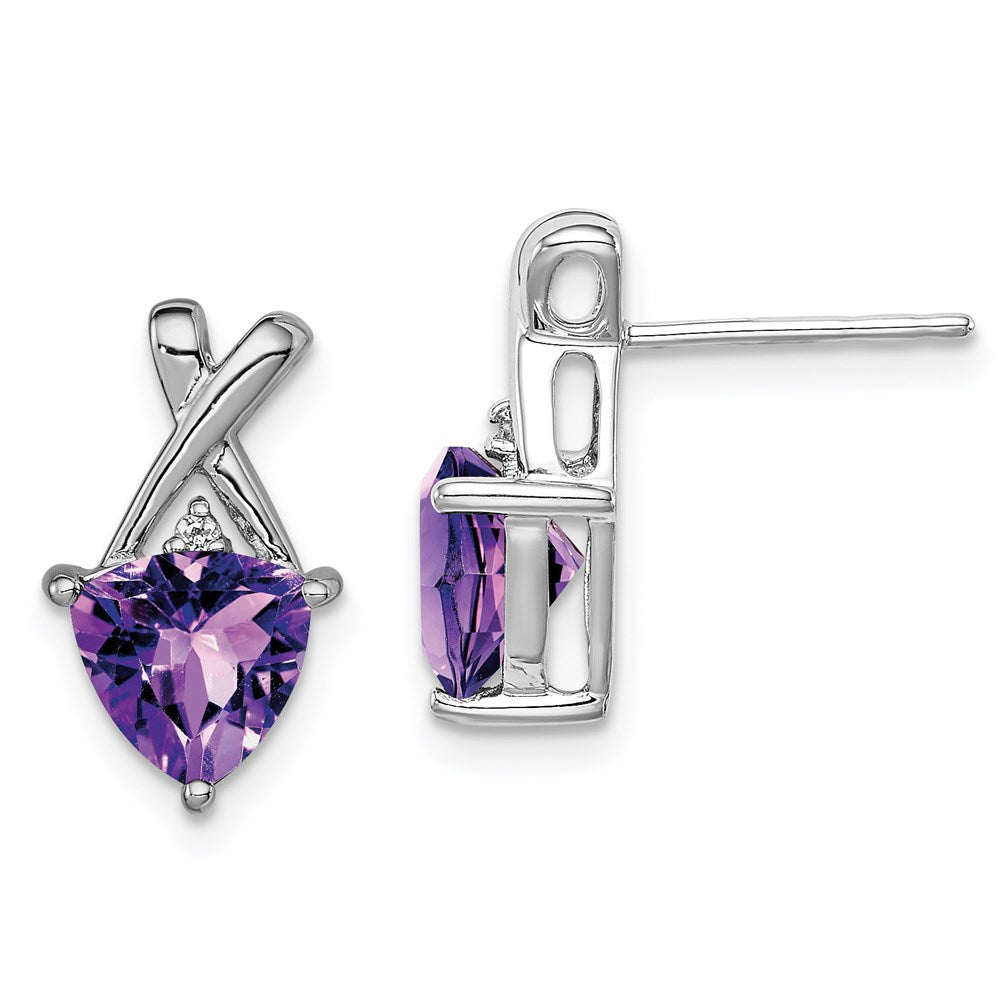Sterlingsilber Rhodiniert Amethyst und Weiß Topas Ohrstecker
