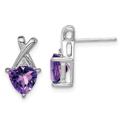 Sterlingsilber Rhodiniert Amethyst und Weiß Topas Ohrstecker