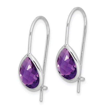 Sterlingsilber Rhodiniert Amethyst Tropfen Ohrhänger
