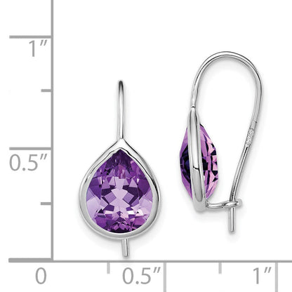 Sterlingsilber Rhodiniert Amethyst Tropfen Ohrhänger