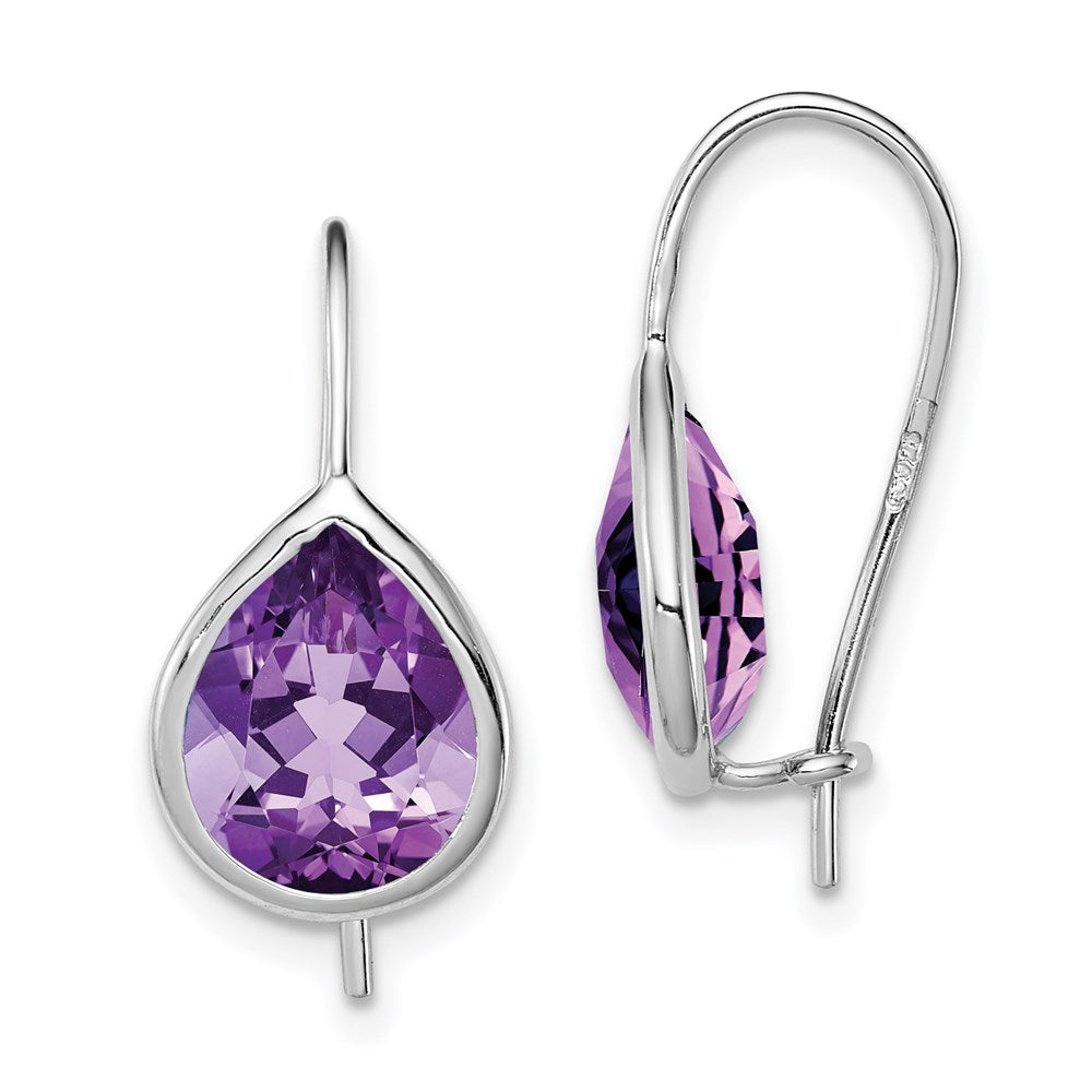 Sterlingsilber Rhodiniert Amethyst Tropfen Ohrhänger