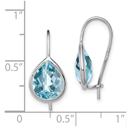 Sterlingsilber Rhodiniert Blautopas Tropfen Ohrringe