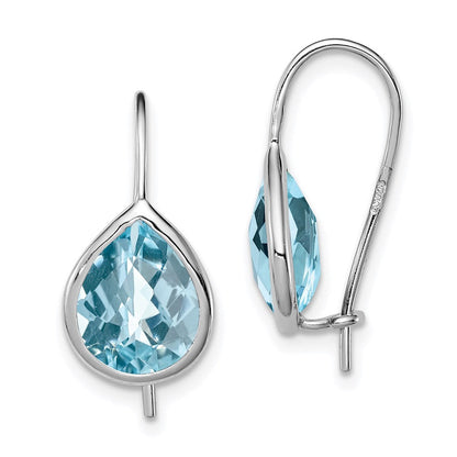 Sterlingsilber Rhodiniert Blautopas Tropfen Ohrringe