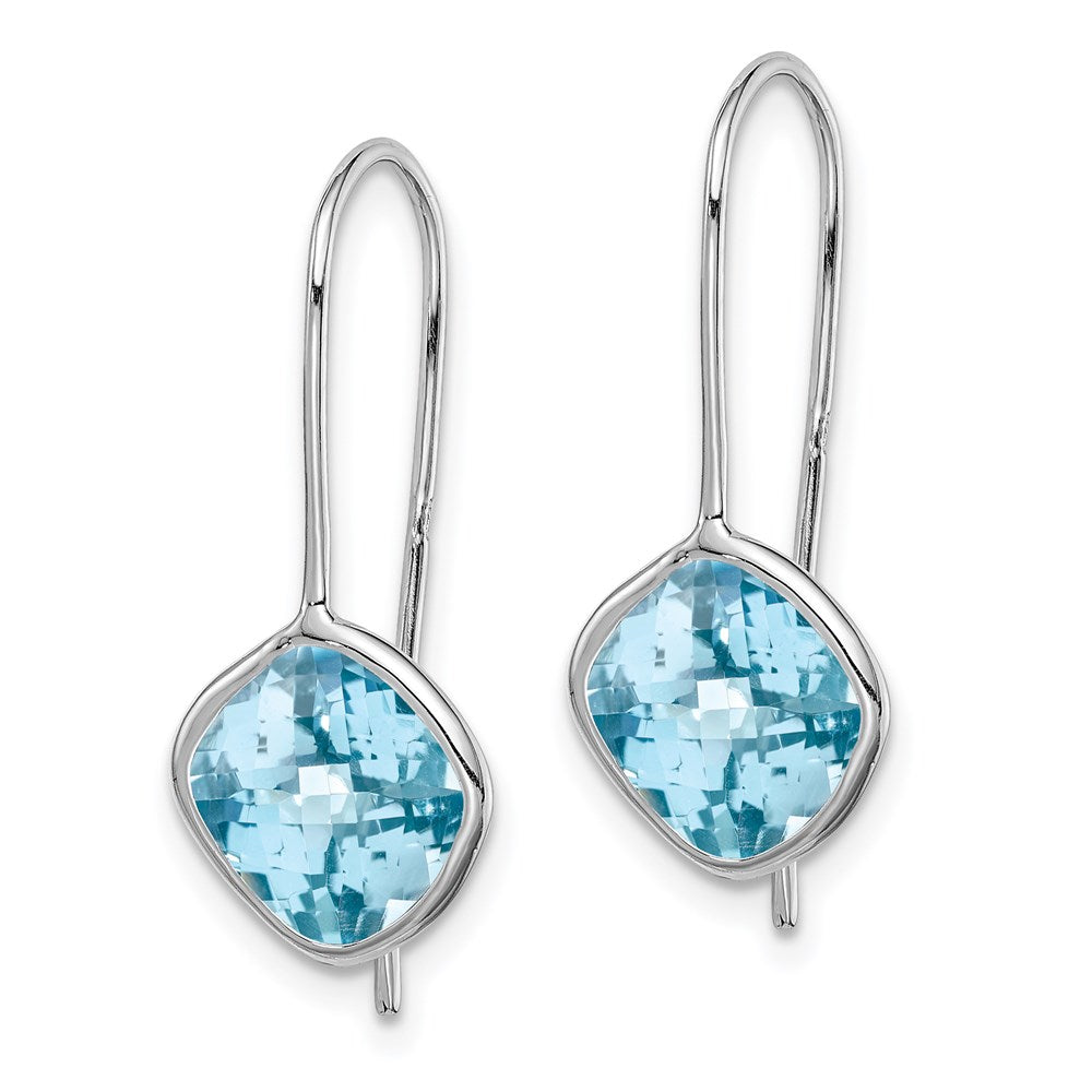 Sterlingsilber Rhodiniert Blautopas Quadratisch Ohrringe