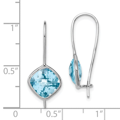 Sterlingsilber Rhodiniert Blautopas Quadratisch Ohrringe