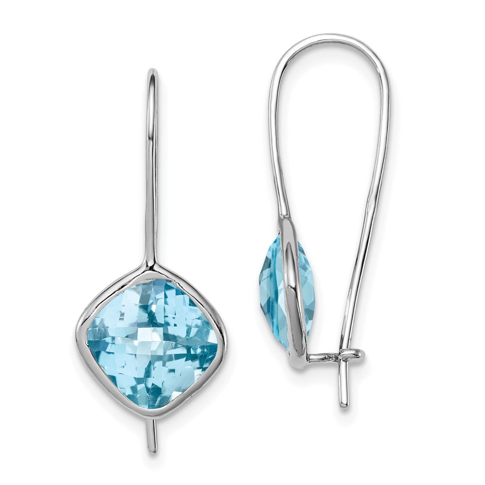 Sterlingsilber Rhodiniert Blautopas Quadratisch Ohrringe