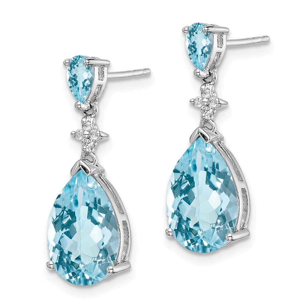 Sterlingsilber Rhodiniert Blau und Weiß Topas Ohrringe